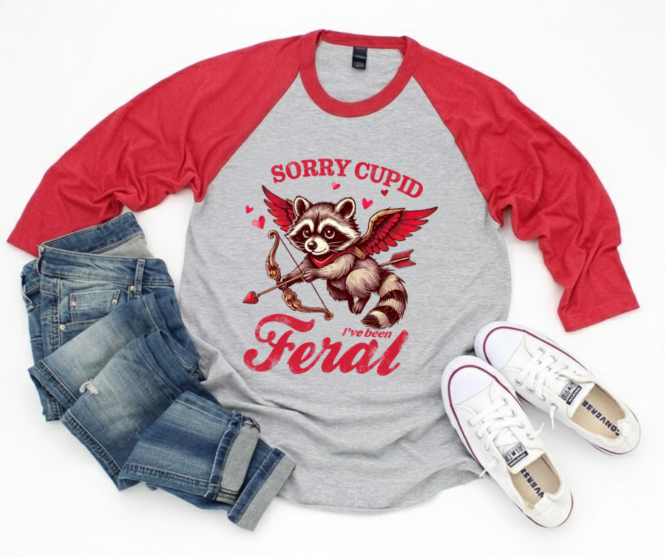 Sorry Cupid Adult Baseball Raglan