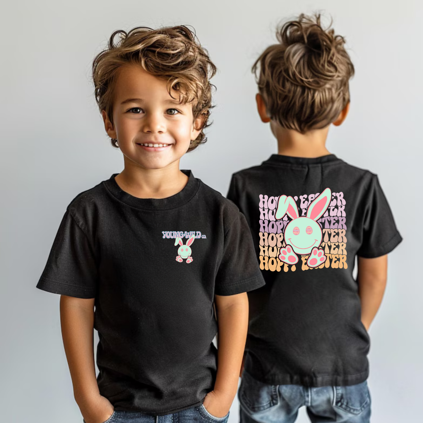 Retro "Hoppy Easter" Smiley Bunny Kids' Tee