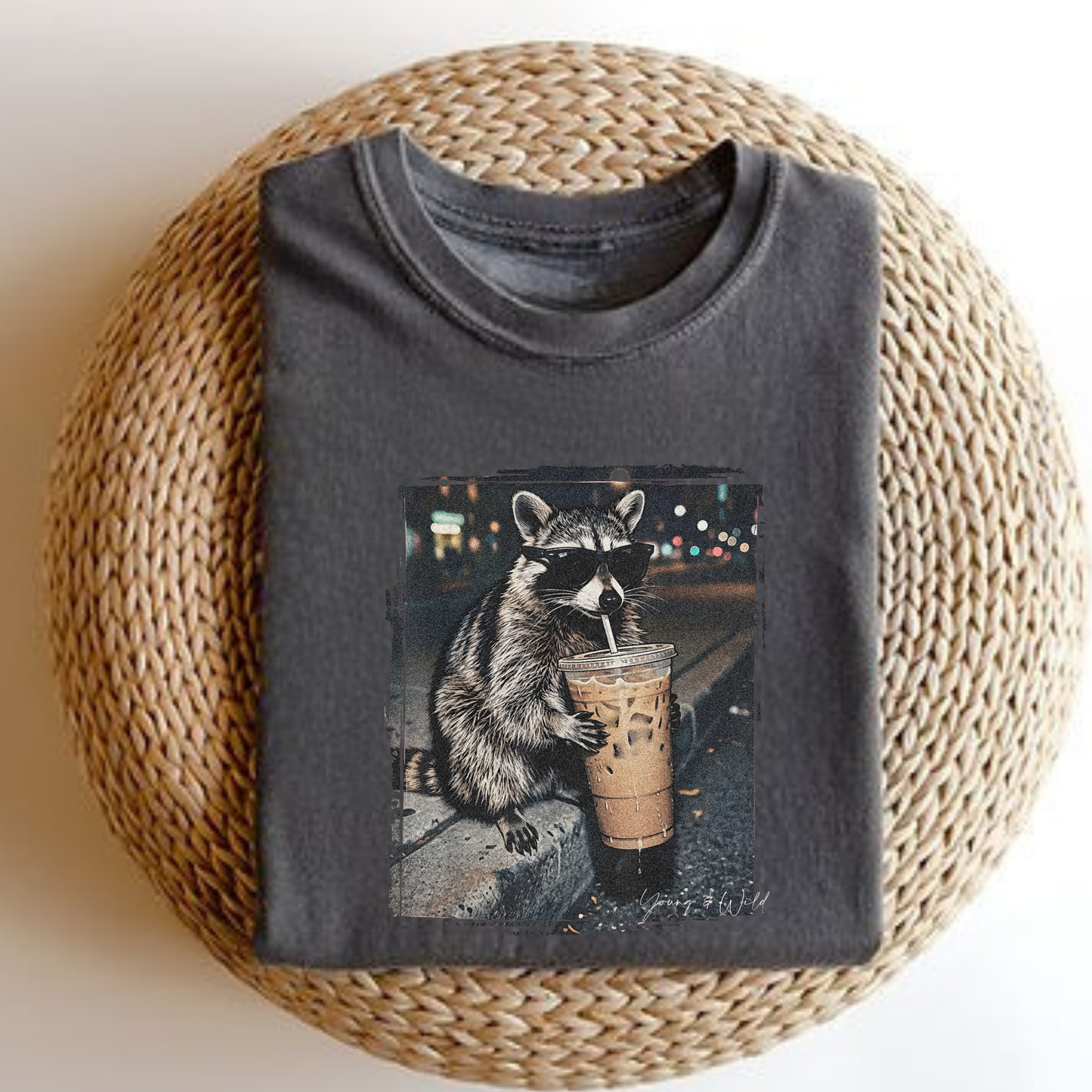 Midnight Coffee Raccoon Tee