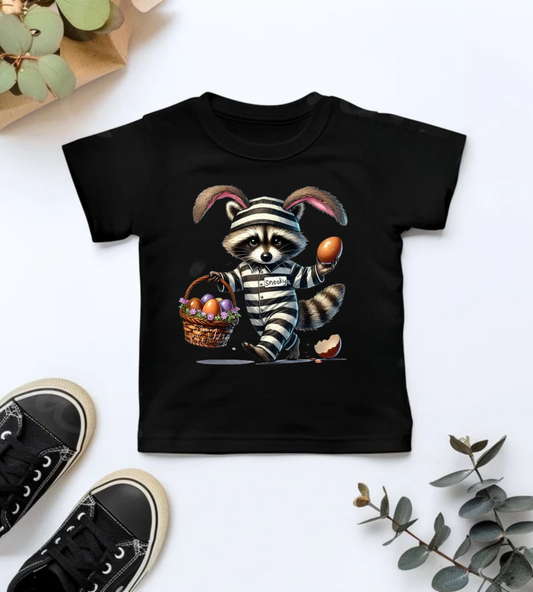Sneaky Raccoon "Egg Thief" Easter T-Shirt